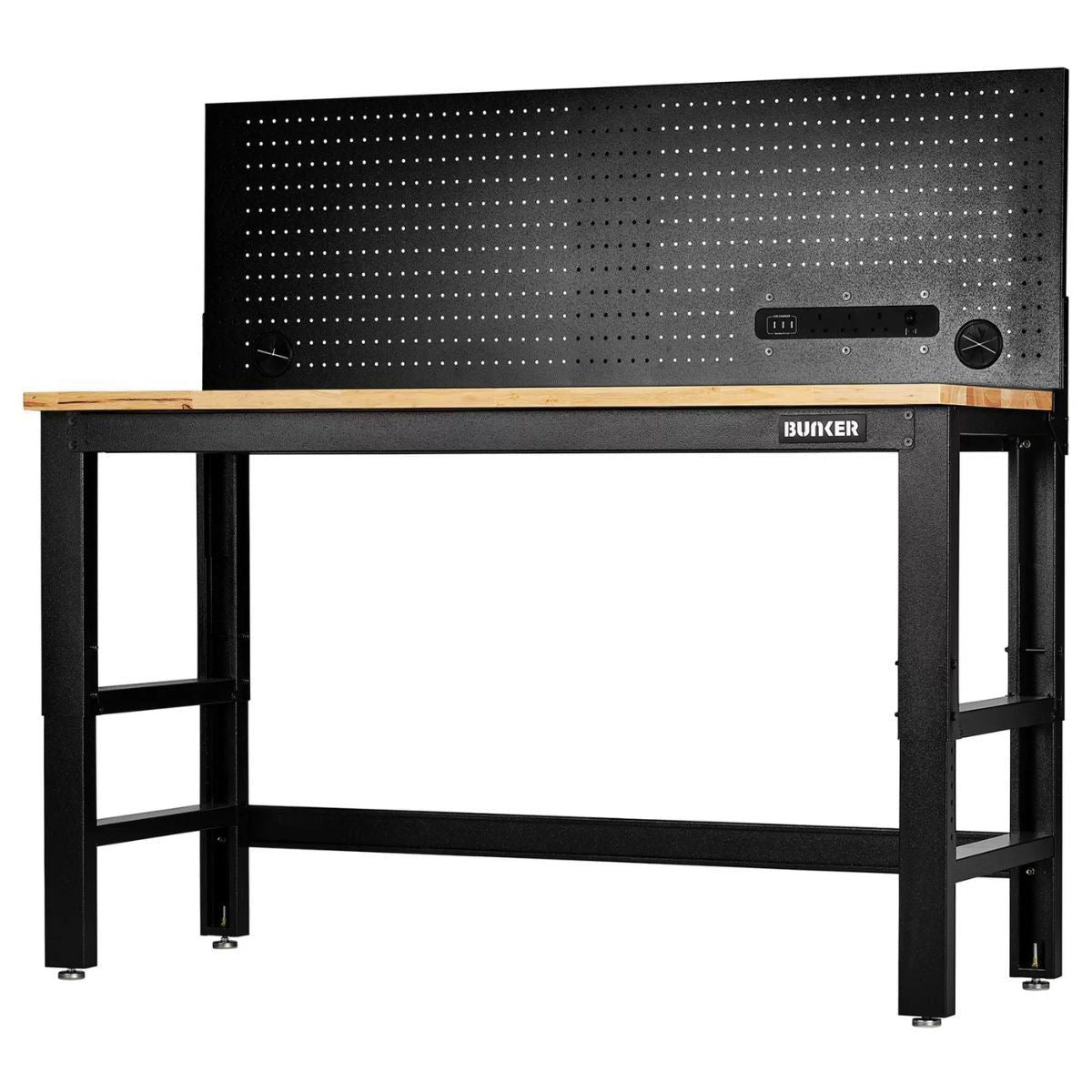 Draper B300-WB61WPP BUNKER 1550mm Workbench with Hardwood Worktop & Power Pegboard 28096