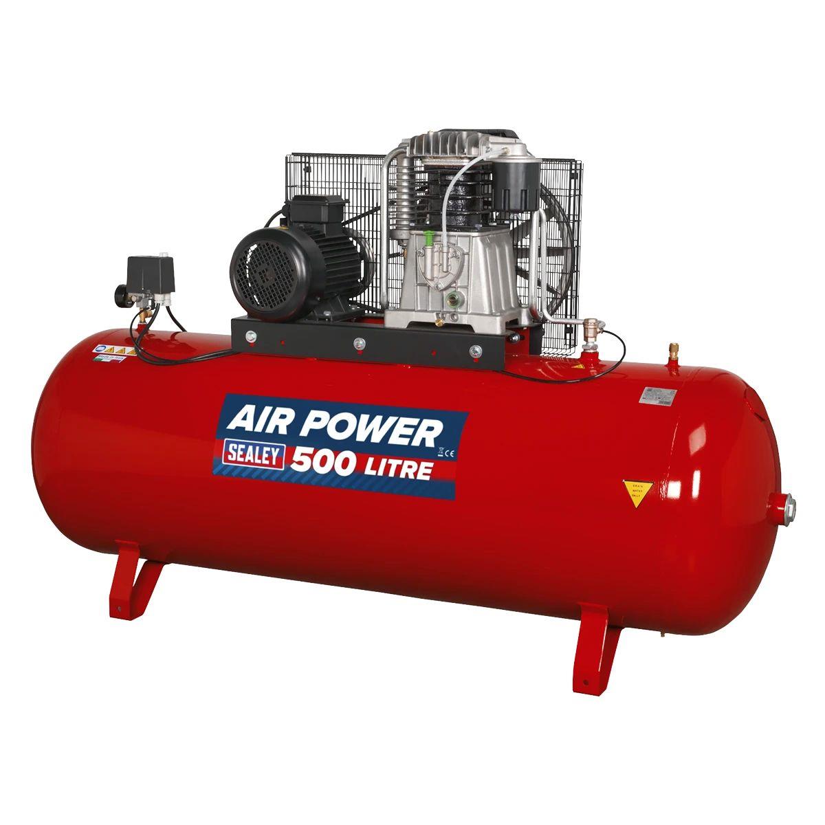 Sealey SAC55075B 500L Belt Drive Air Compressor with Cast Cylinders 415V/32A
