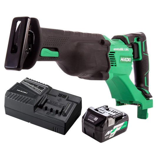Hikoki CR18DBLJ4Z 18V Brushless Reciprocating Saw with 1 x 2.5Ah/5.0Ah Battery & Charger
