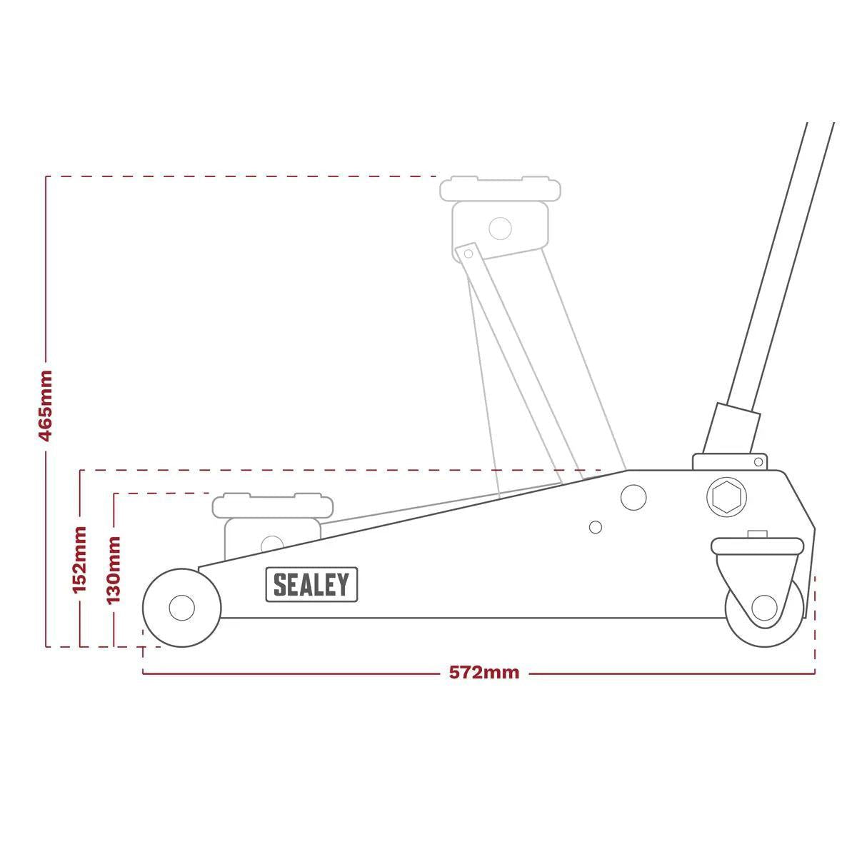 Sealey 3290CX Trolley Jack 3 Ton Compact Hydraulic Tonne Car Van Garage Workshop