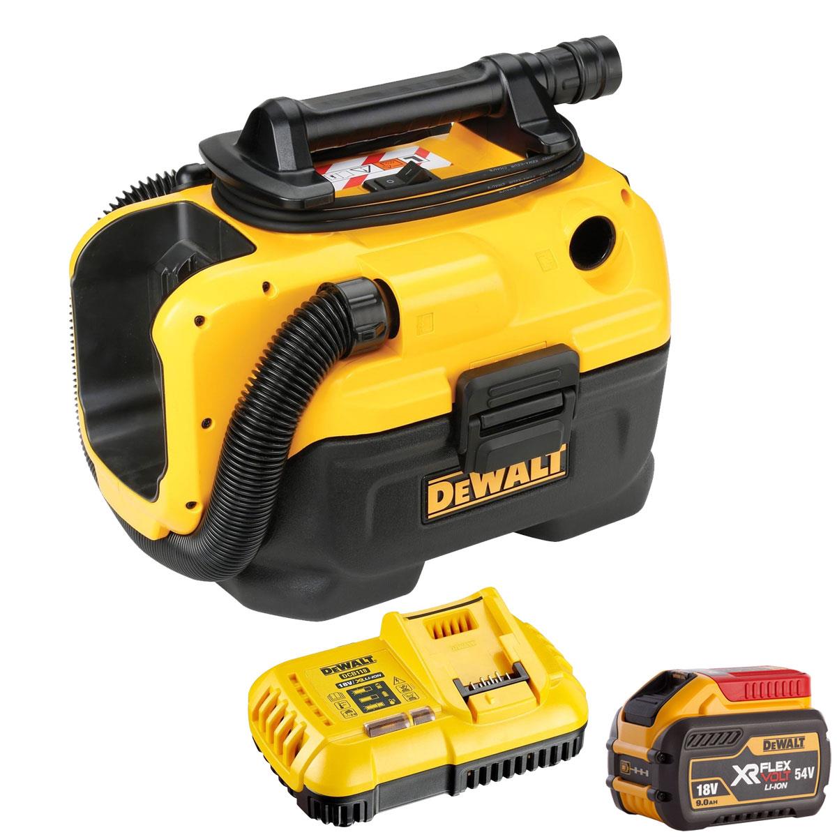 Dewalt DCV584L 14.4/54V XR FlexVolt L-Class Wet & Dry Vacuum with 1 x 9.0Ah Battery & Charger