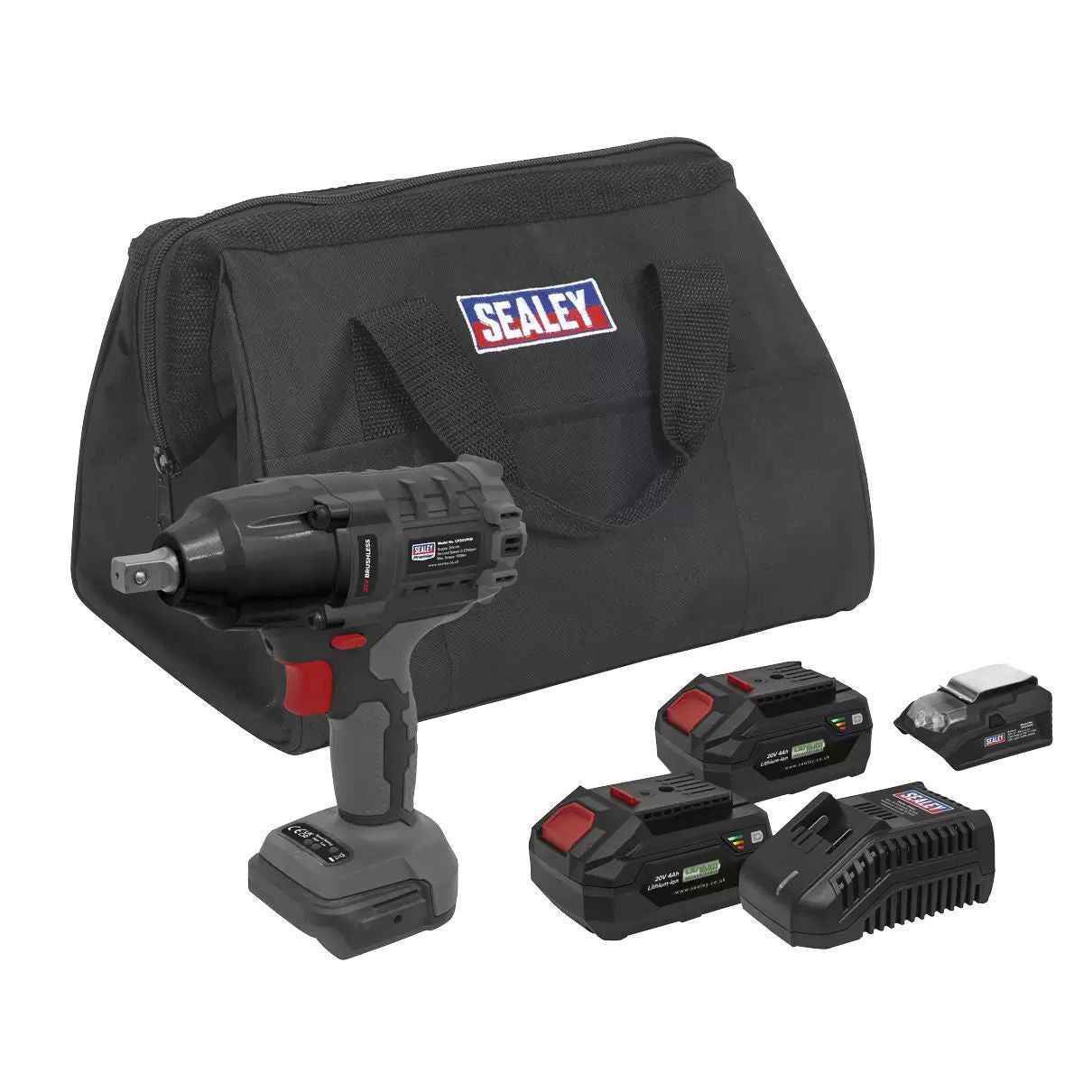 Sealey CP20VPIWKIT 20V Brushless Impact Wrench Kit with 2 x 4.0Ah Batteries & Charger