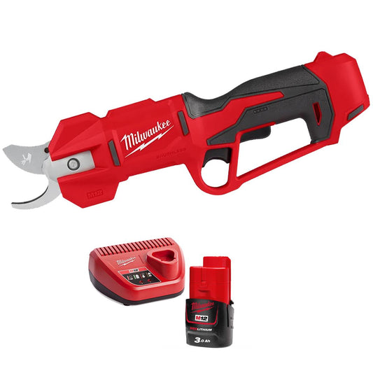 Milwaukee M12BLPRS-0 12V Brushless Pruning Shears With 1 x 3.0Ah Battery & Charger