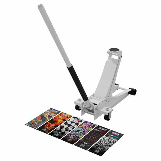 Sealey 2000CW Low Profile Custom Design Trolley Jack with Rocket Lift 2 Tonne White