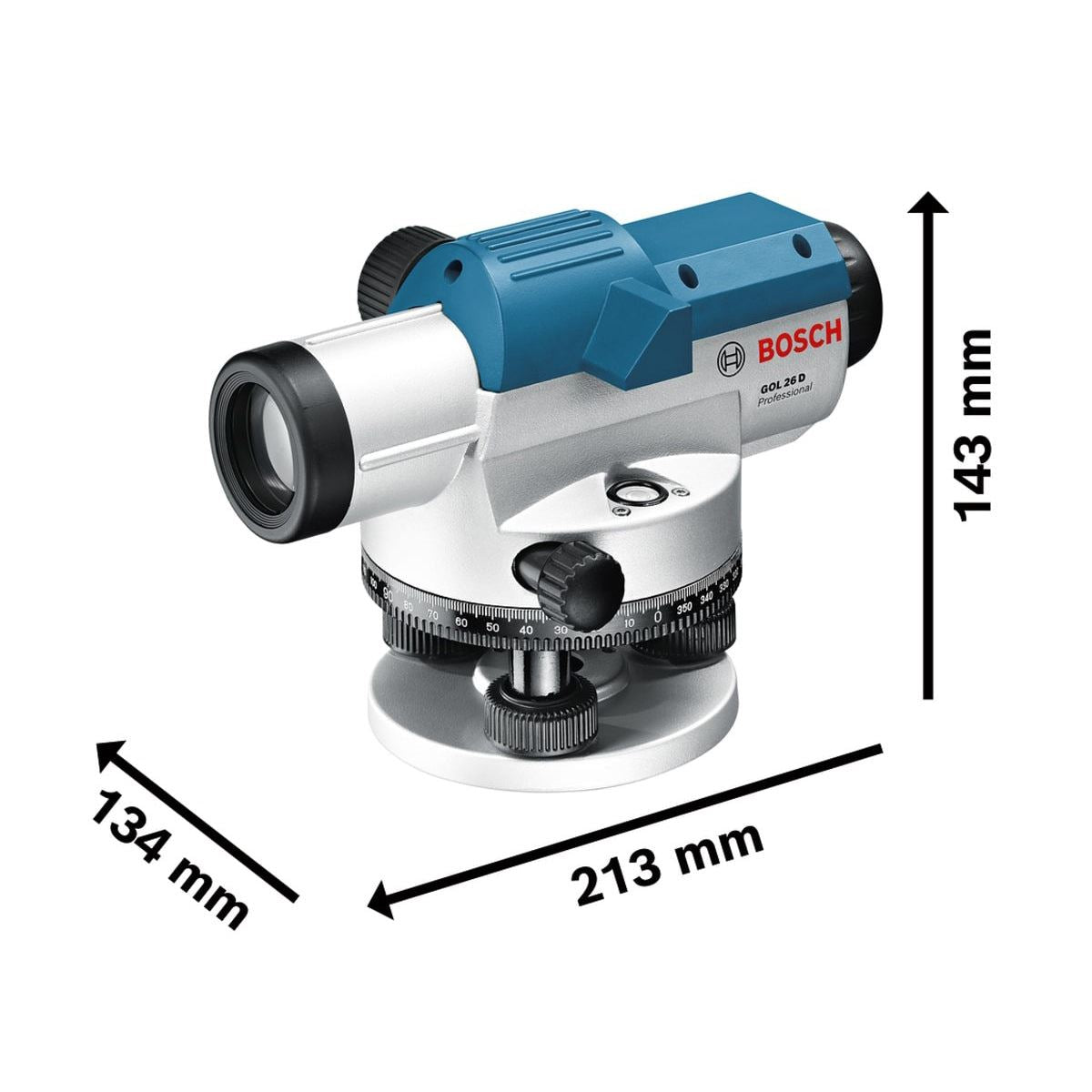 Bosch GOL 26 D Professional Optical Level with Robust Design & Easy Alignment 0601068000