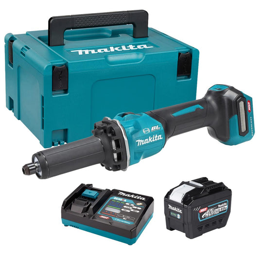 Makita GD001GZ01 40V Max XGT Brushless Die Grinder with 1 x 8.0Ah Battery Charger & Case