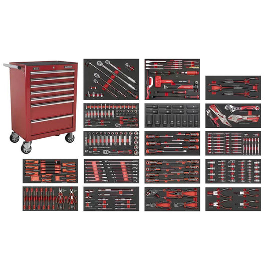 Sealey SPTCOMBO4R Superline PRO Rollcab 7 Drawer with 305pc Tool Kit Red