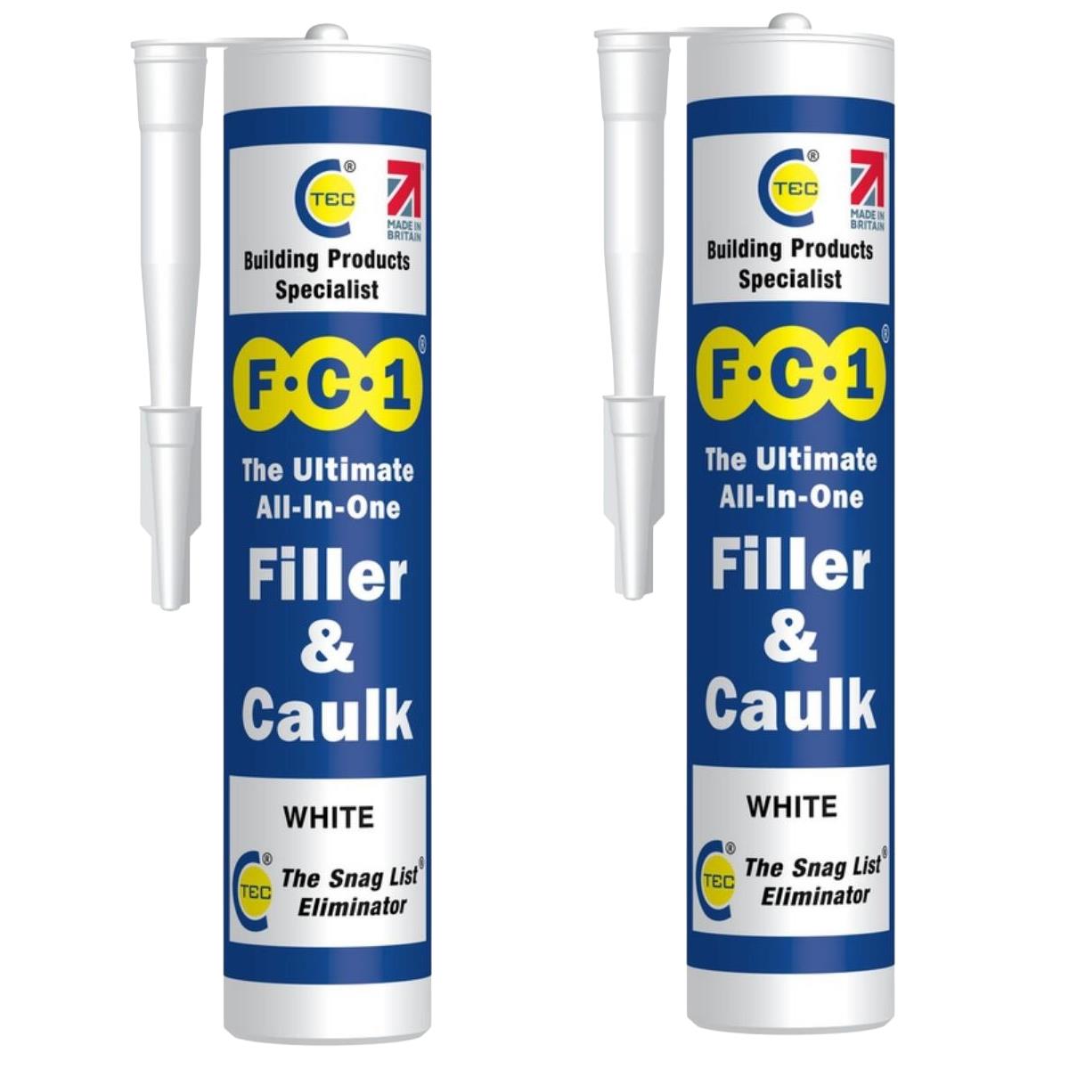 C-TEC FC1 310ml Ultimate All-In-One Filler & Caulk White Pack of 2