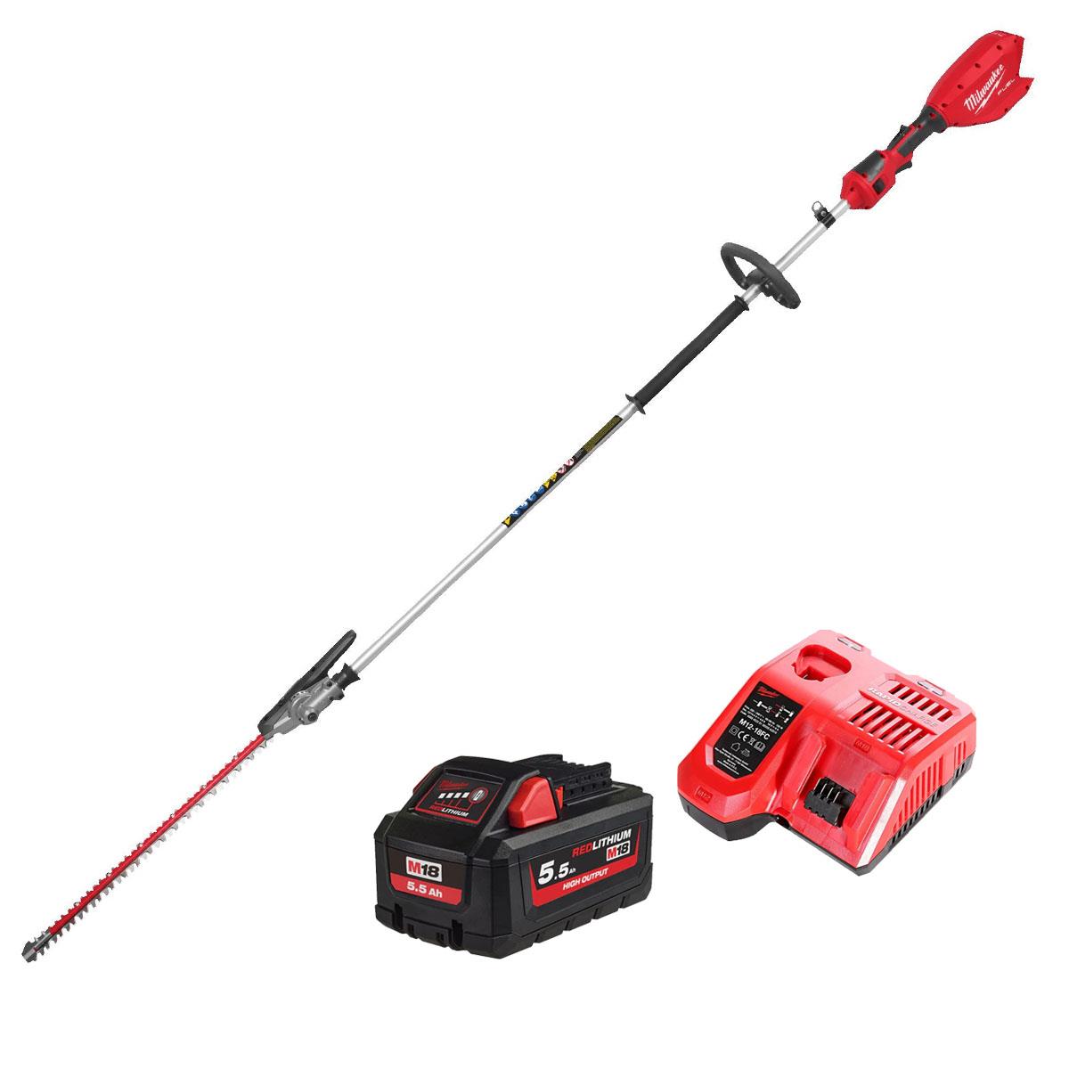 Milwaukee M18FHETE27-0 M18 18V Brushless Pole Hedge Trimmer With 1 x 5.5Ah Battery & Charger