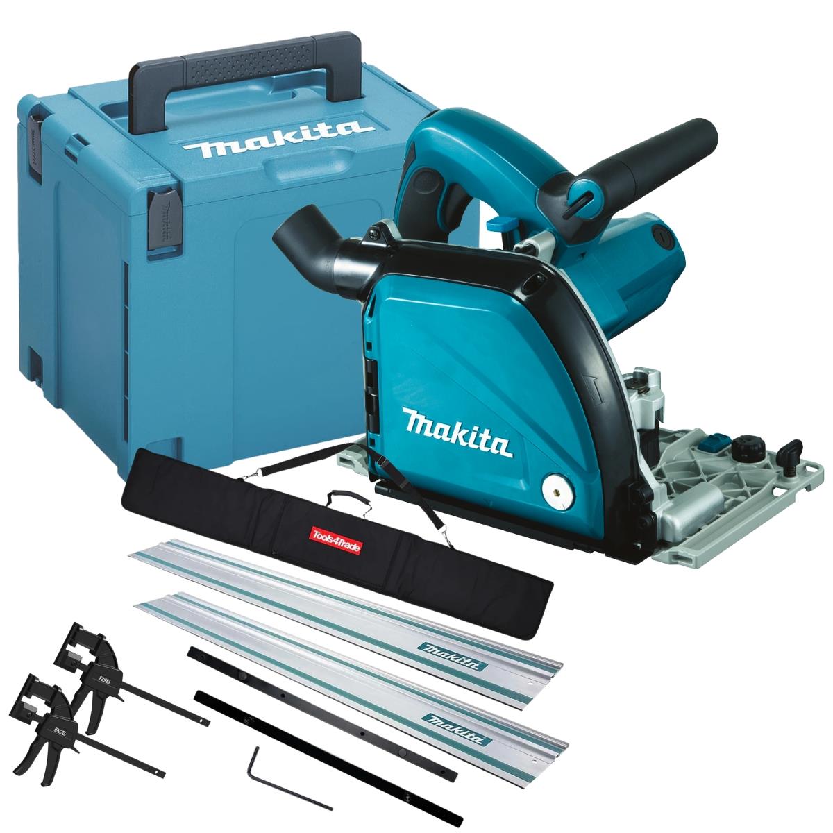 Makita CA5000XJ/1 Aluminium Groove Cutter In Case 110V With 2 x 1.5m Guide Rail, Connector, Bag & Clamp