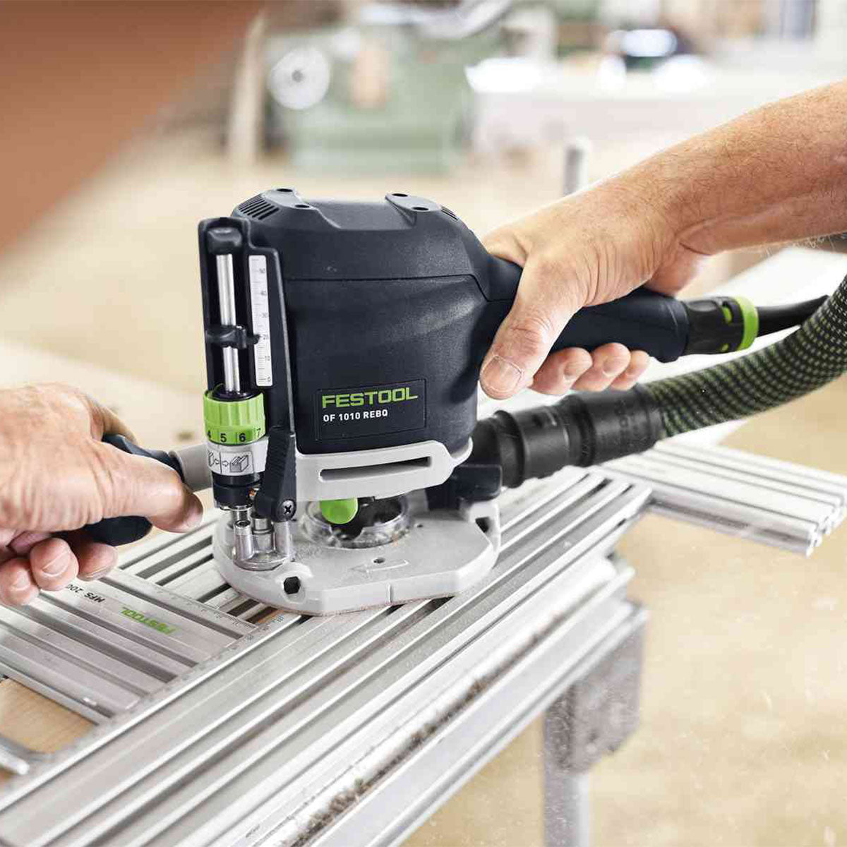 Festool OF 1010 REQ-Plus 110V GB Router Cutter - 578018 With ZS-OF 1010 M Router Accessories Set