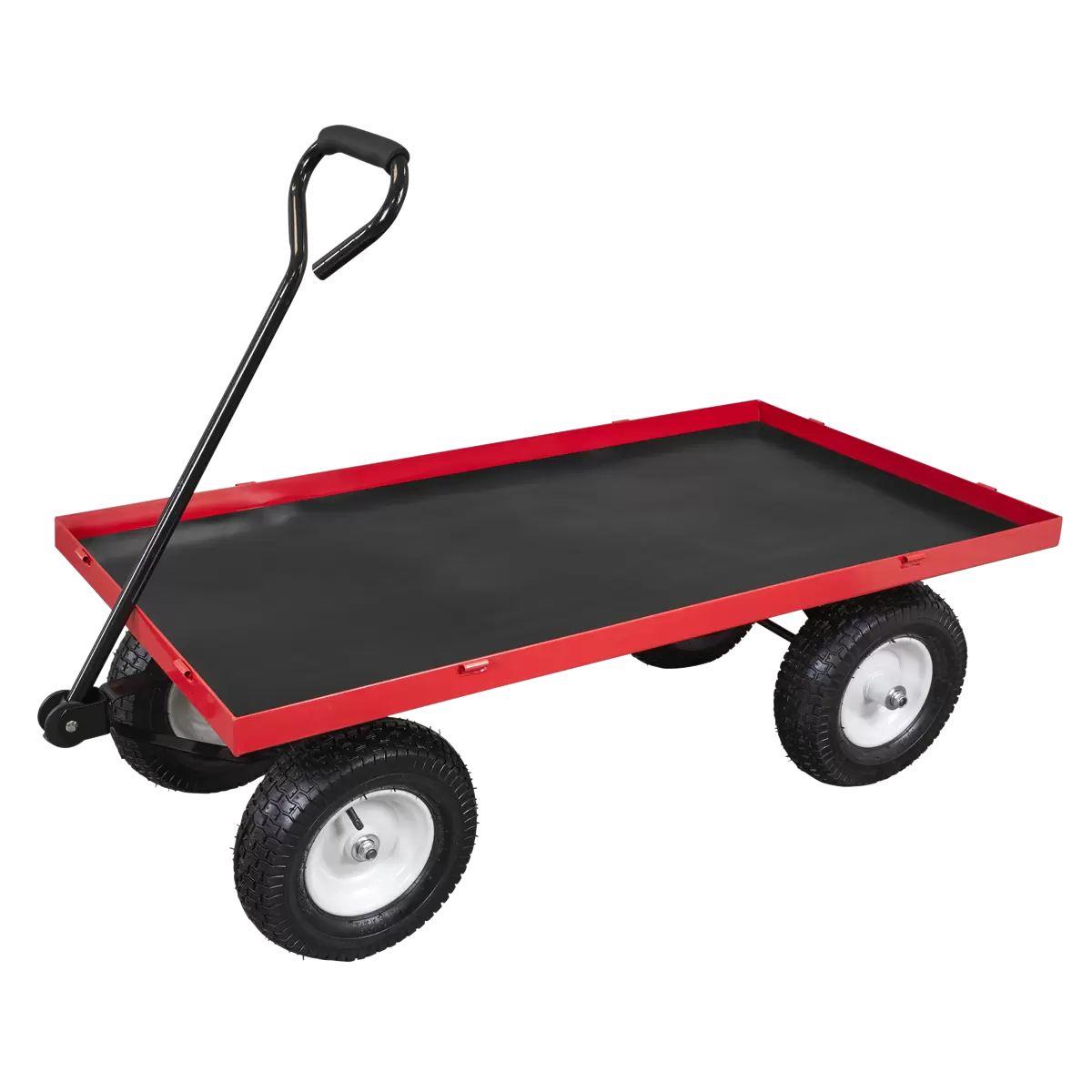 Sealey CST806 Platform Truck with Sides Pneumatic Tyres 450kg Capacity