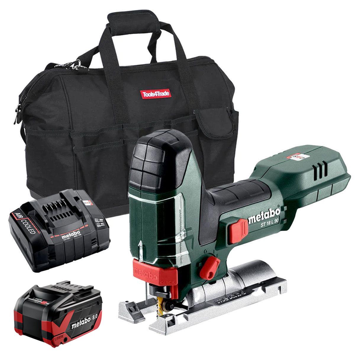 Metabo ST 18 L 90 18V Body Grip Jigsaw with 1 x 8.0Ah Battery Charger & Bag