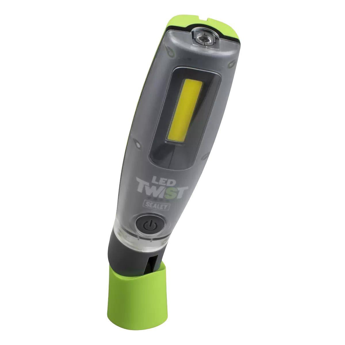 Sealey LED2001GDB LED Twist Rechargeable Inspection Light 16W Cob & 1W Smd Green Display Box of 12