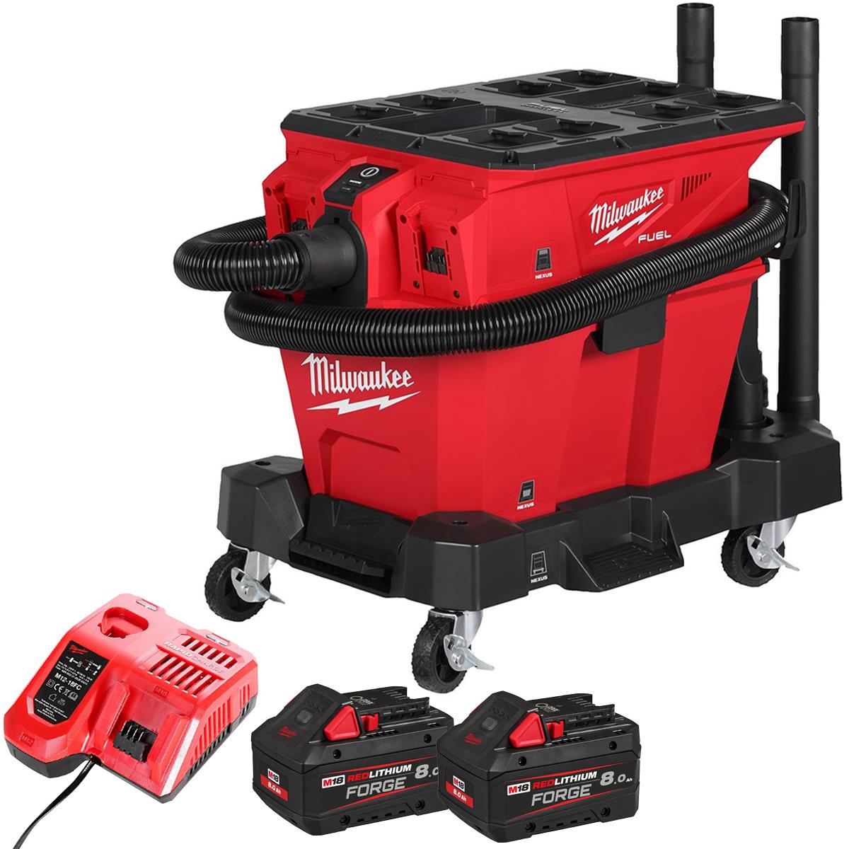 Milwaukee M18F2VC23LG2-0 36V Brushless Wet & Dry Vacuum Cleaner with 2 x 8.0Ah Battery & Charger