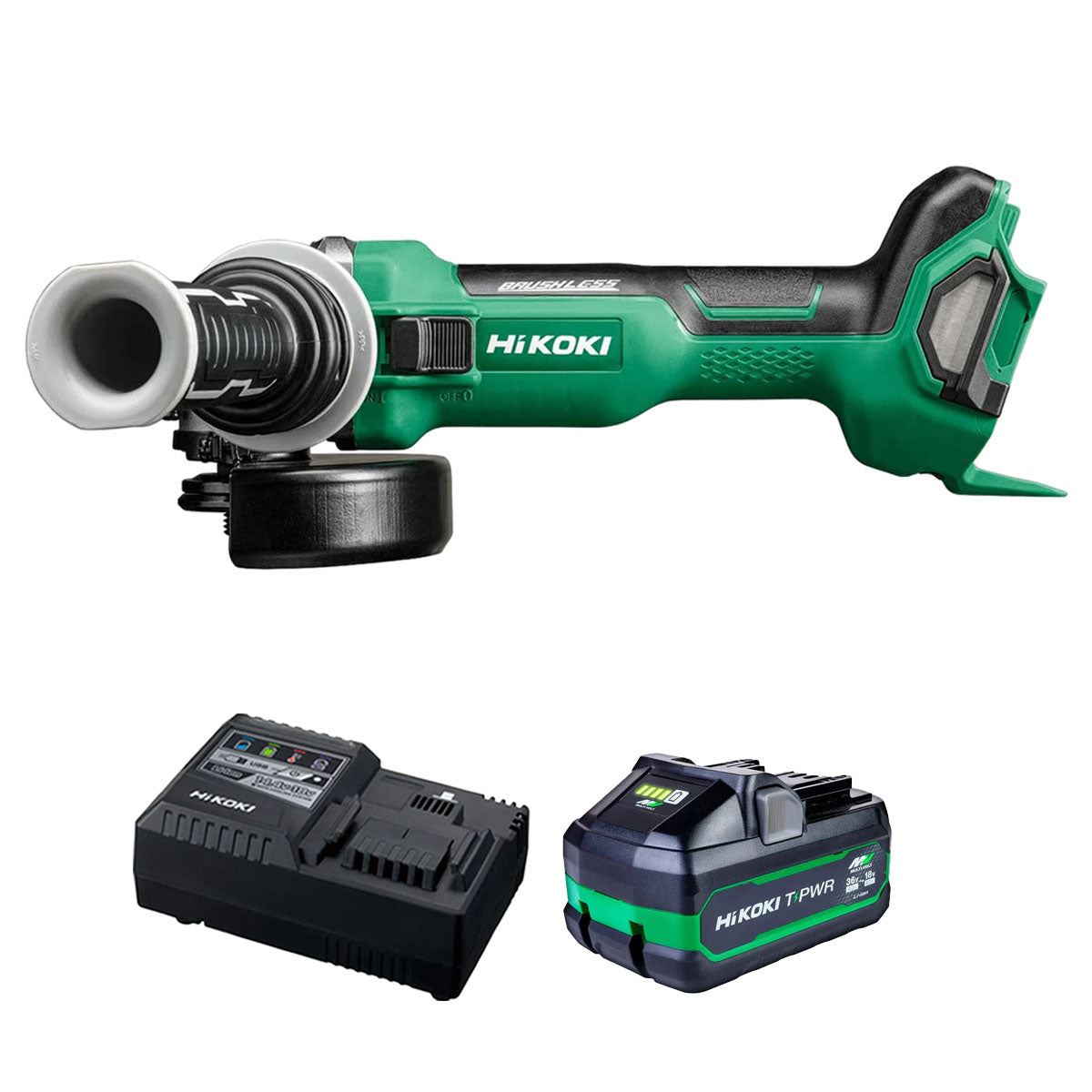 Hikoki G1812DAW4Z 18V Brushless Angle Grinder with 1 x 4.0Ah/8.0Ah Battery & Charger