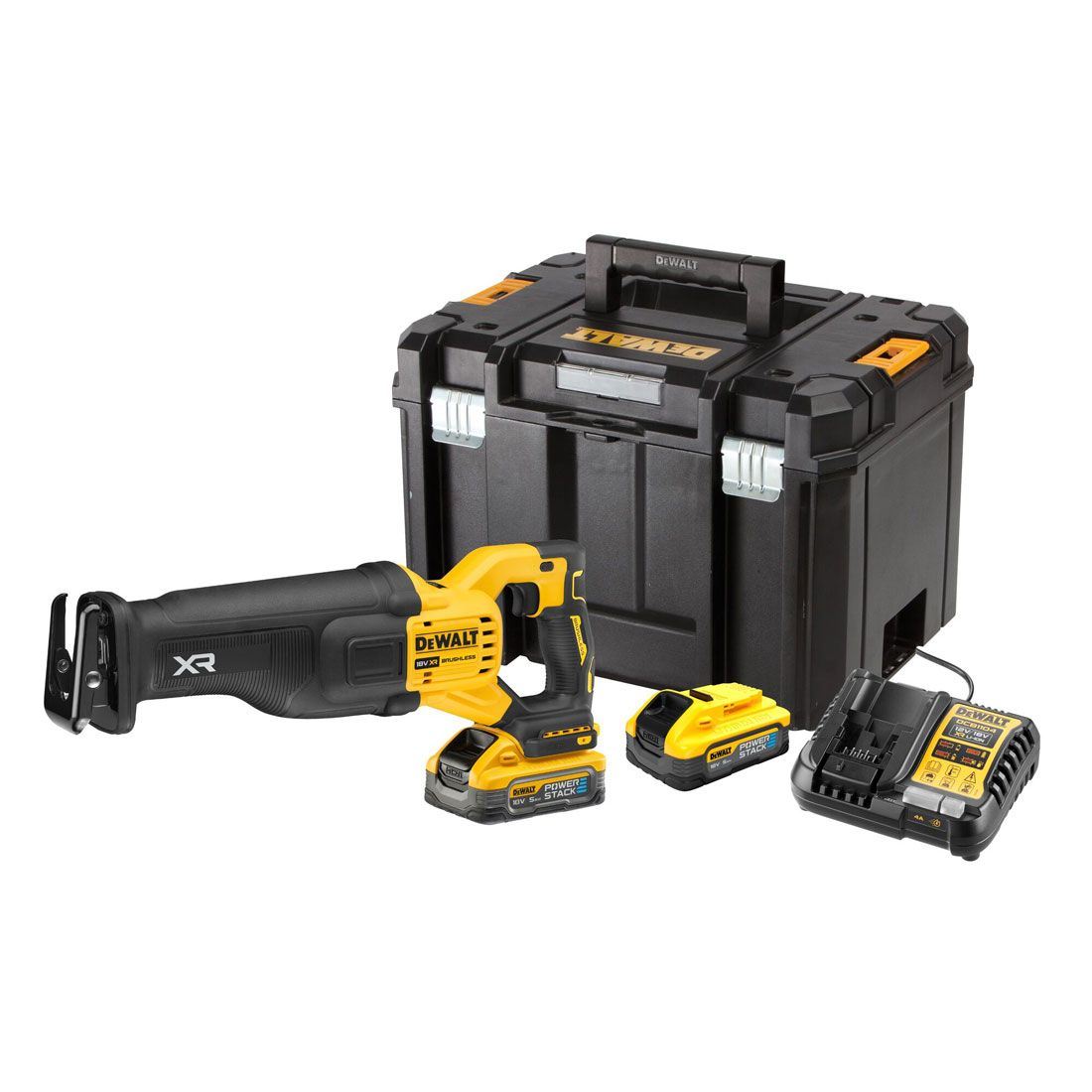 DeWalt DCS386H2T 18V XR Brushless Reciprocating Saw with 2 x 5.0Ah Battery Charger & Case