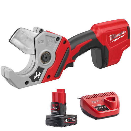 Milwaukee C12PPC-0 12V PVC Pipe Cutter with 1 x 4.0Ah Battery & Charger