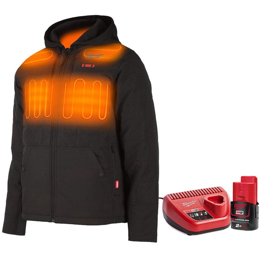 Milwaukee  M12 12V Heated Puffer Jacket Black Size M with 1 x 2.0Ah Battery & Charger