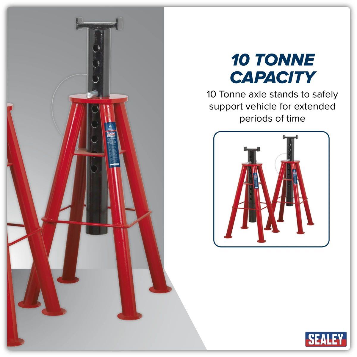 Sealey AS10H Axle Stands (Pair) 10Tonne Capacity Per Stand High Level