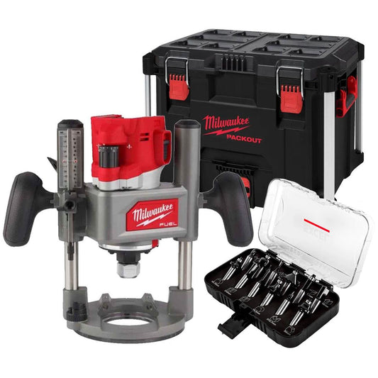 Milwaukee M18FR12KIT 18V Fuel Brushless 1/2" Router Cutter with 12 Piece Cutter Set & Case