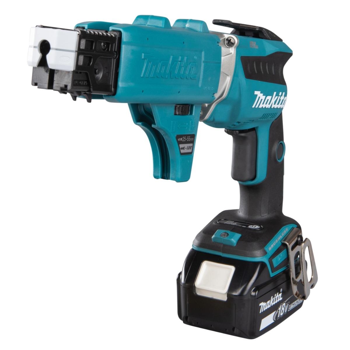 Makita DFS452TJX2 18V Brushless Collated Autofeed Drywall Screwdriver with 2 x 5.0Ah Batteries & Charger in Case
