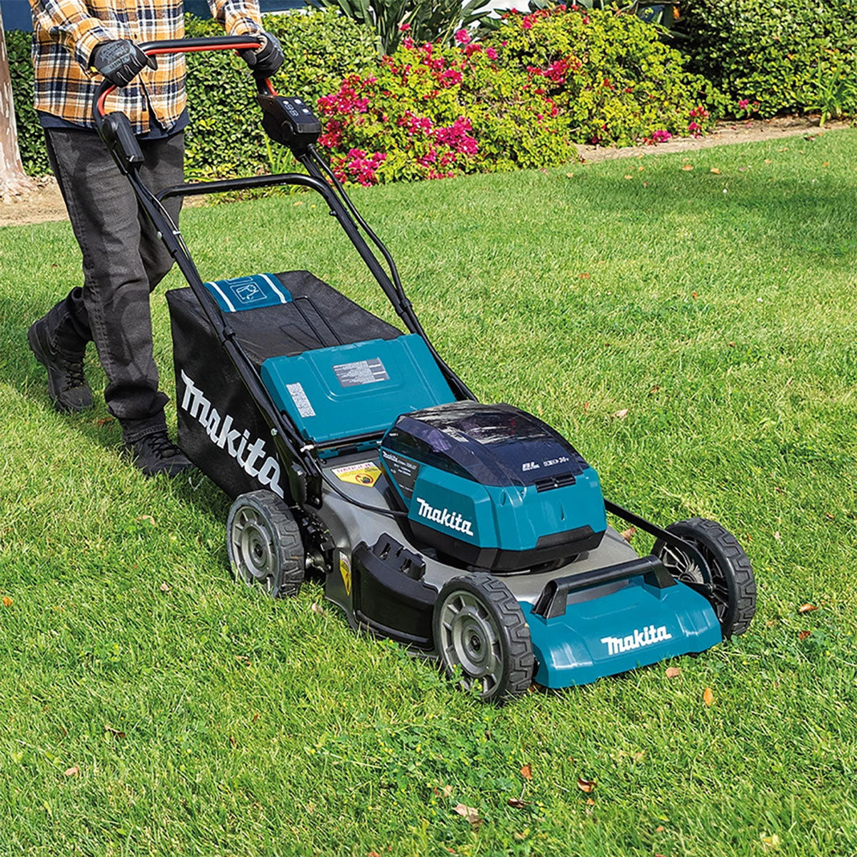 Makita DLM530Z 36V Brushless 530mm Lawn Mower with 2 x 5.0Ah Battery & Charger