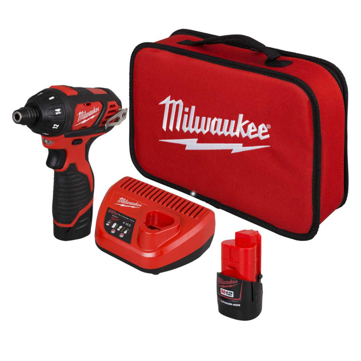 Milwaukee M12SET1D-152B 12V Screwdriver with 2 x 1.5Ah Batteries Charger & Bag 4933448797