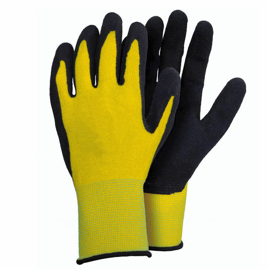 Super Grip Gloves Black / Yellow Large Size 9 Pack of 10