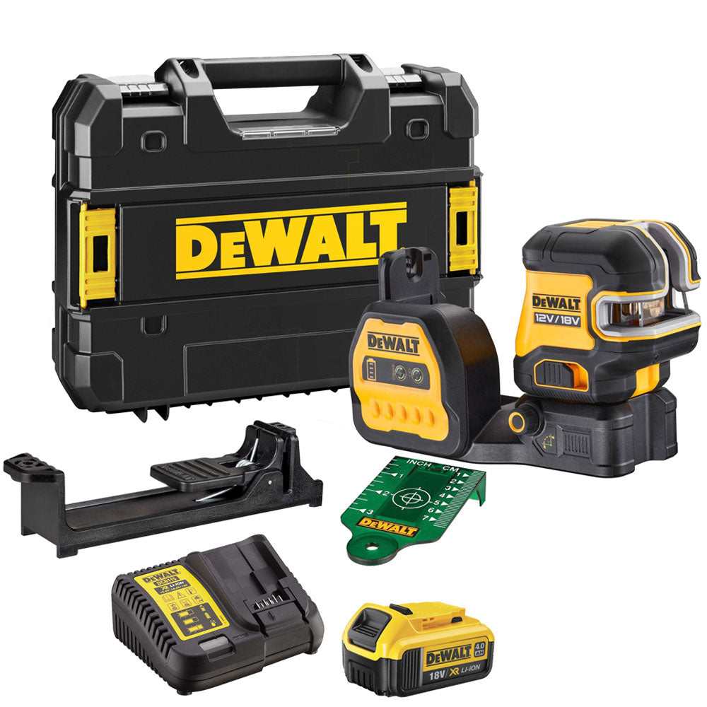 Dewalt DCE825NG18 18V 5 Spot/Cross Green Beam Laser 1 x 4.0Ah Battery & Charger