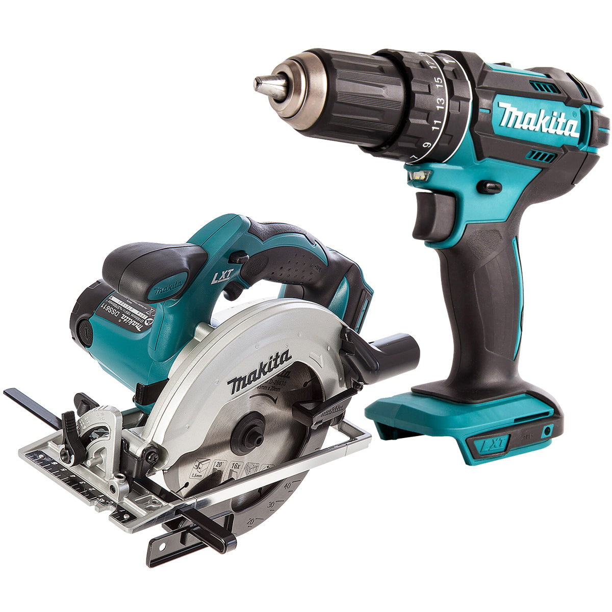 Makita 18V 2 Speed Combi Drill & Cordless 165mm Circular Saw T4TKIT-479