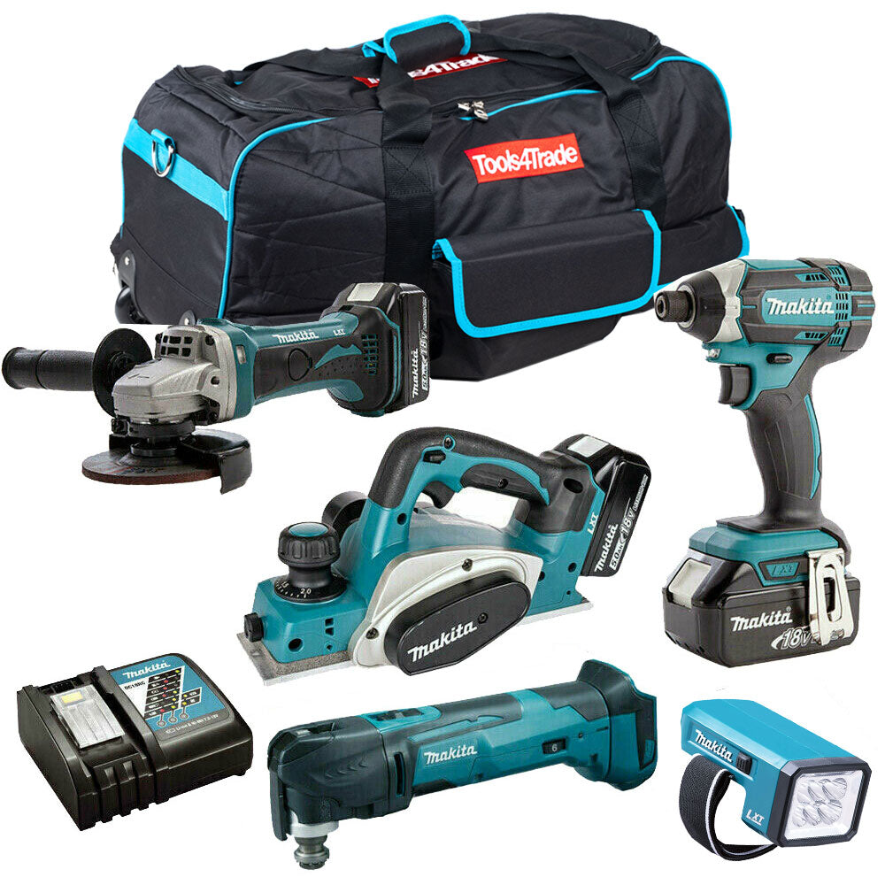 Makita 18V 5 Piece Combo Kit with 3 x 5.0Ah Batteries & Charger T4TKIT-202