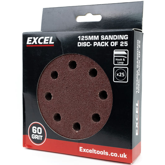Excel 125mm Sanding Disc 60G Pack of 25