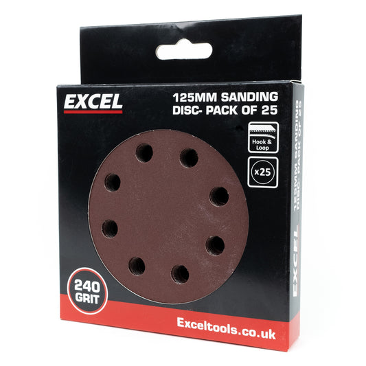 Excel 125mm Sanding Disc 240G Pack of 25