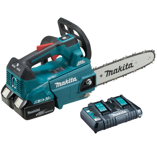 Makita DUC256PG2 36V Brushless Chainsaw 25cm with 2 x 6.0Ah Batteries & Charger
