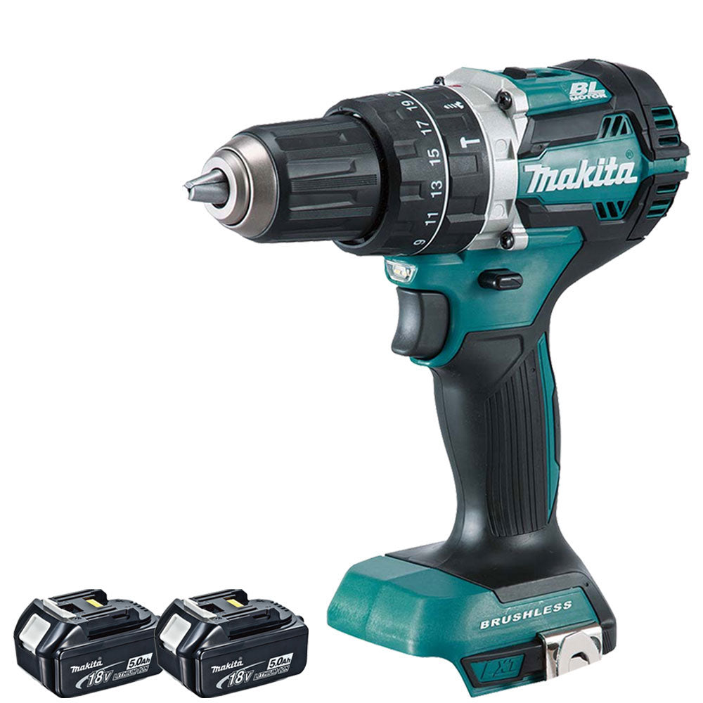 Makita DHP484Z 18V LXT Cordless Brushless Combi Drill with 2 x 5.0Ah Batteries