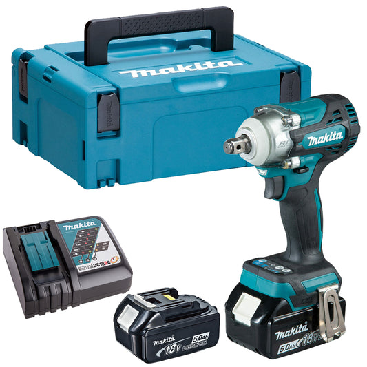 Makita DTW300RTJ 18V LXT Brushless 1/2" Impact Wrench With 2 x 5.0Ah Batteries Charger In Case