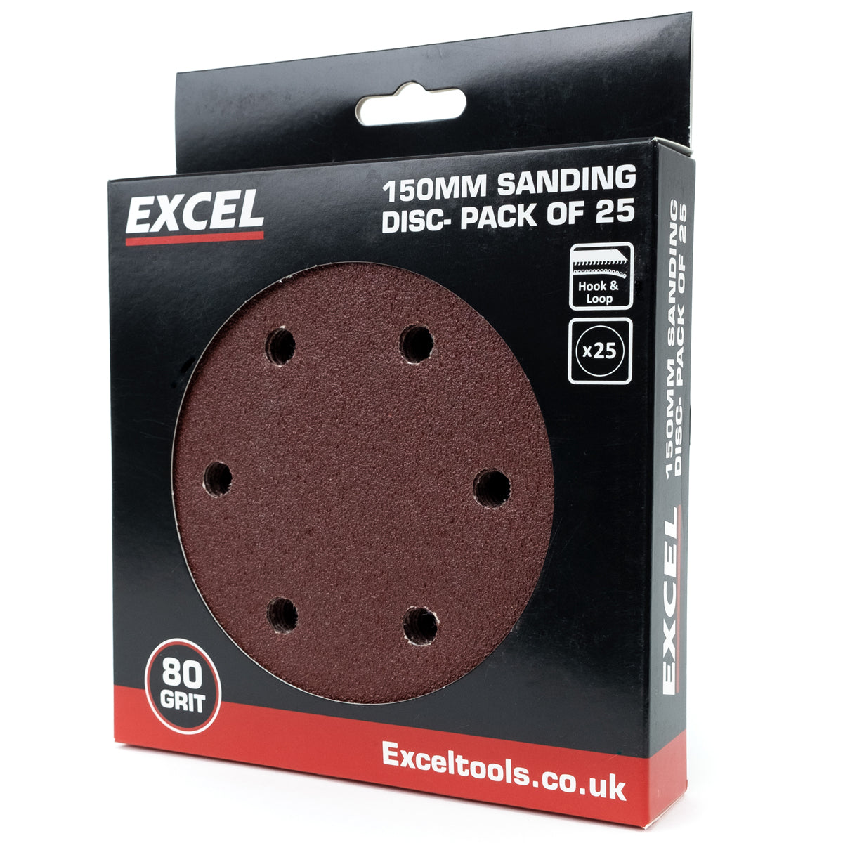Excel 150mm Sanding Disc 80G Pack of 25