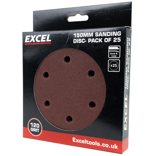 Excel 150mm Sanding Disc 120G Pack of 25