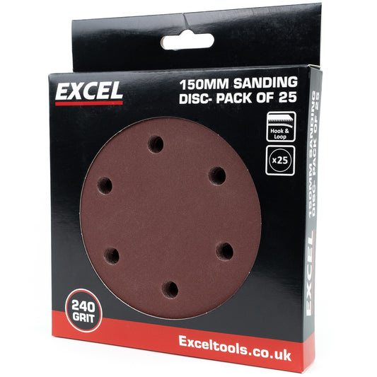 Excel 150mm Sanding Disc 240G Pack of 25