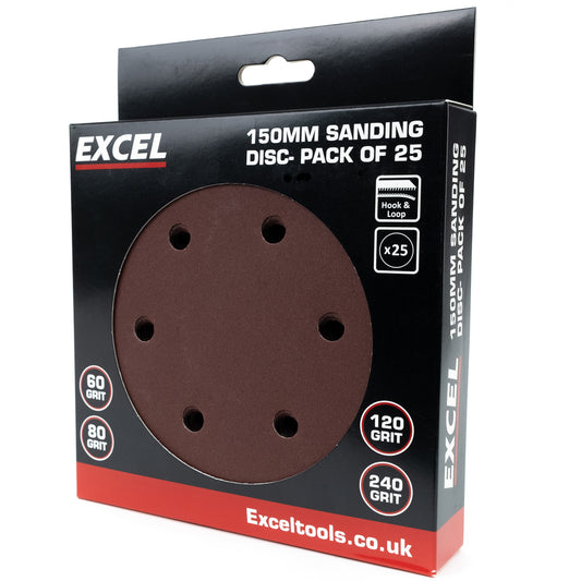 Excel 150mm Sanding Disc Mix Grit Pack of 25