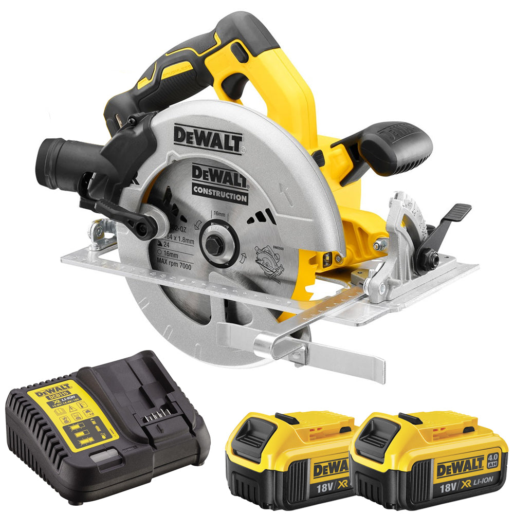 DeWalt DCS570N 18V 184mm Brushless Circular Saw with 2 x 4.0Ah Batteries & Charger
