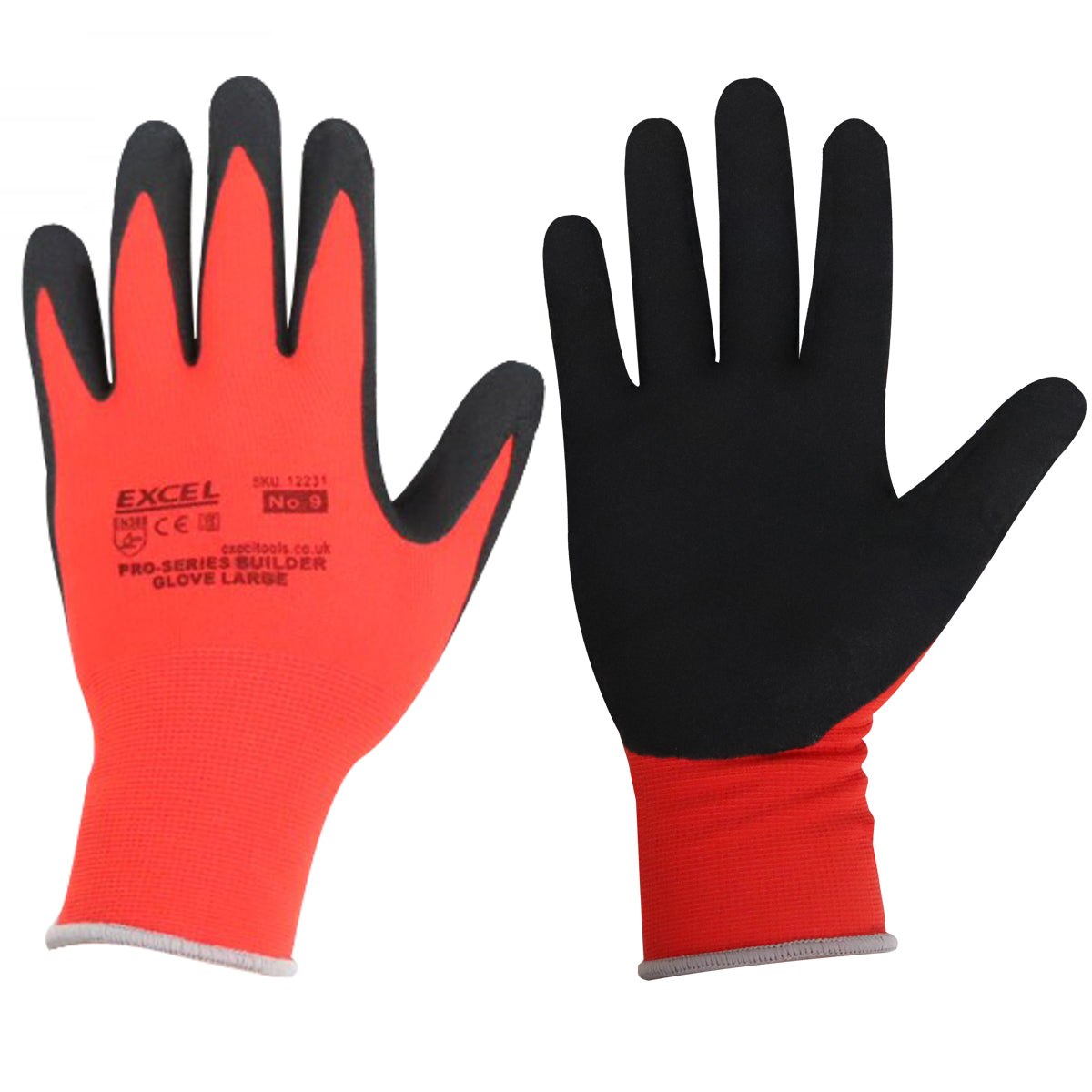Excel Pro-Series Builder Gloves Red & Black Size L Pack of 12