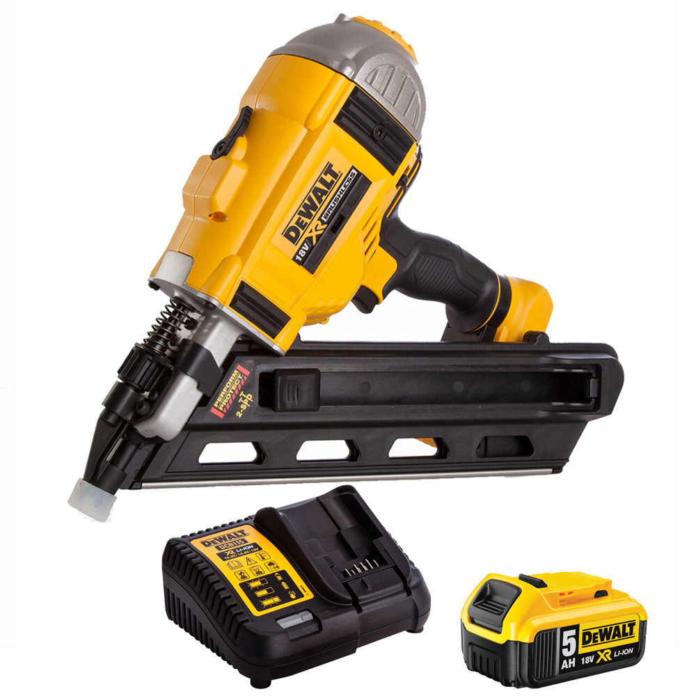 Dewalt DCN692 18V Brushless 90mm First Fix Framing Nailer 90mm with 1 x 5.0Ah Battery & Charger