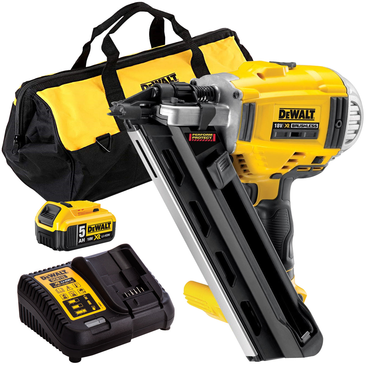 DeWalt DCN692 18V Brushless First Fix Framing Nailer with 1 x 5.0Ah Battery & Charger T4TKIT-830