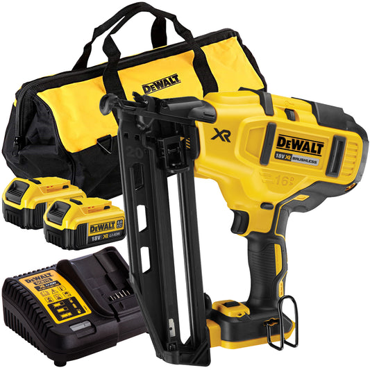 DeWalt DCN660N 18V Brushless Second Fix Nailer with 2 x 4.0Ah Battery & Charger T4TKIT-834