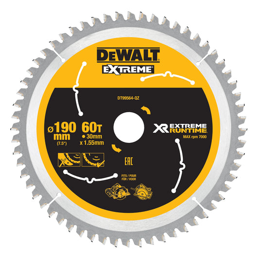 Dewalt DT99564 Extreme Runtime Multi Purpose Circular Saw Blade 190 x 30mm x 60T