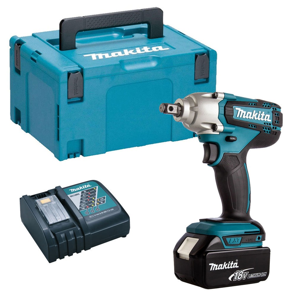 Makita DTW190Z 18V 1/2" Impact Wrench with 1 x 5.0Ah Battery Charger & Type 3 Case