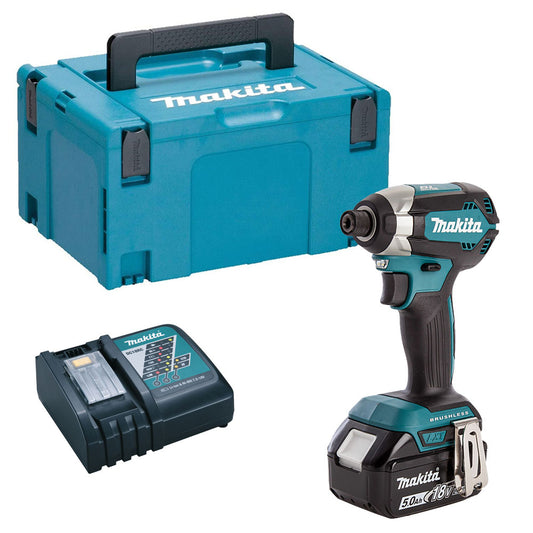 Makita DTD153Z 18V Brushless Impact Driver with 1 x 5.0Ah Battery Charger & Type 3 Case
