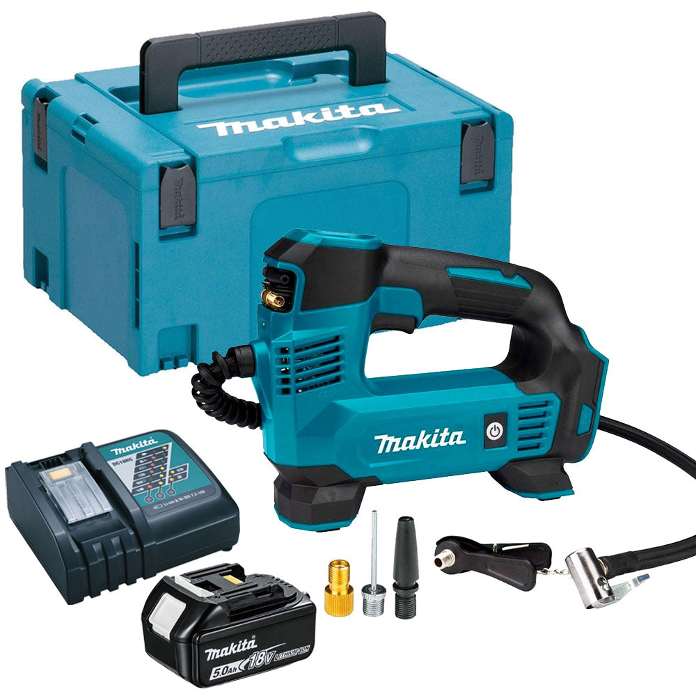 Makita DMP180Z 18V Inflator Pump with 1 x 5.0Ah Battery Charger & Type 3 Case